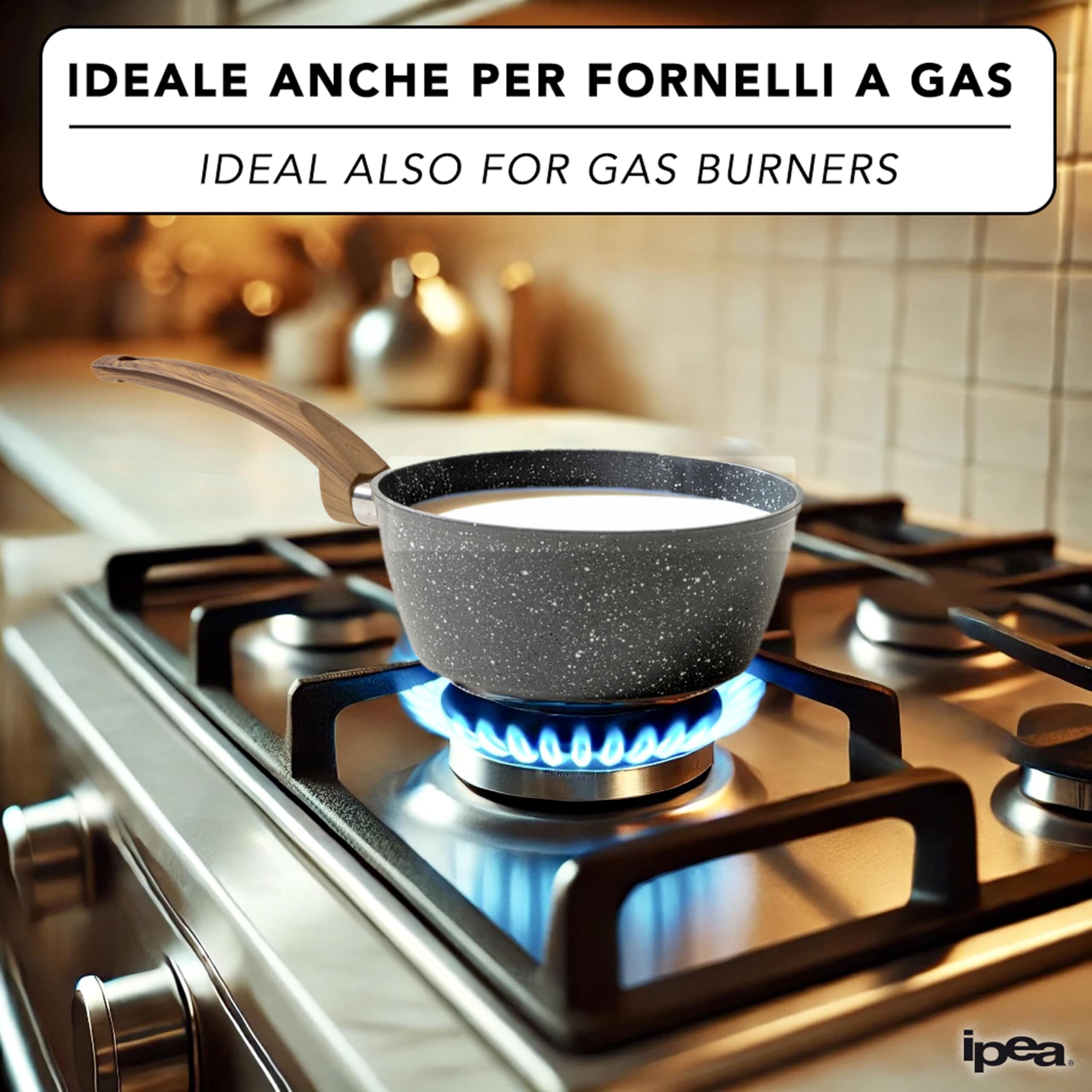 IPEA Pentolino Induzione Antiaderente per Latte e Minestre - 20 CM - SOLIDO E VERSATILE - Pentolino per Cucinare e Bollire Verdure, Noodles, Verdure, Noodles - Ergonomico - Bollilatte da Cucina
