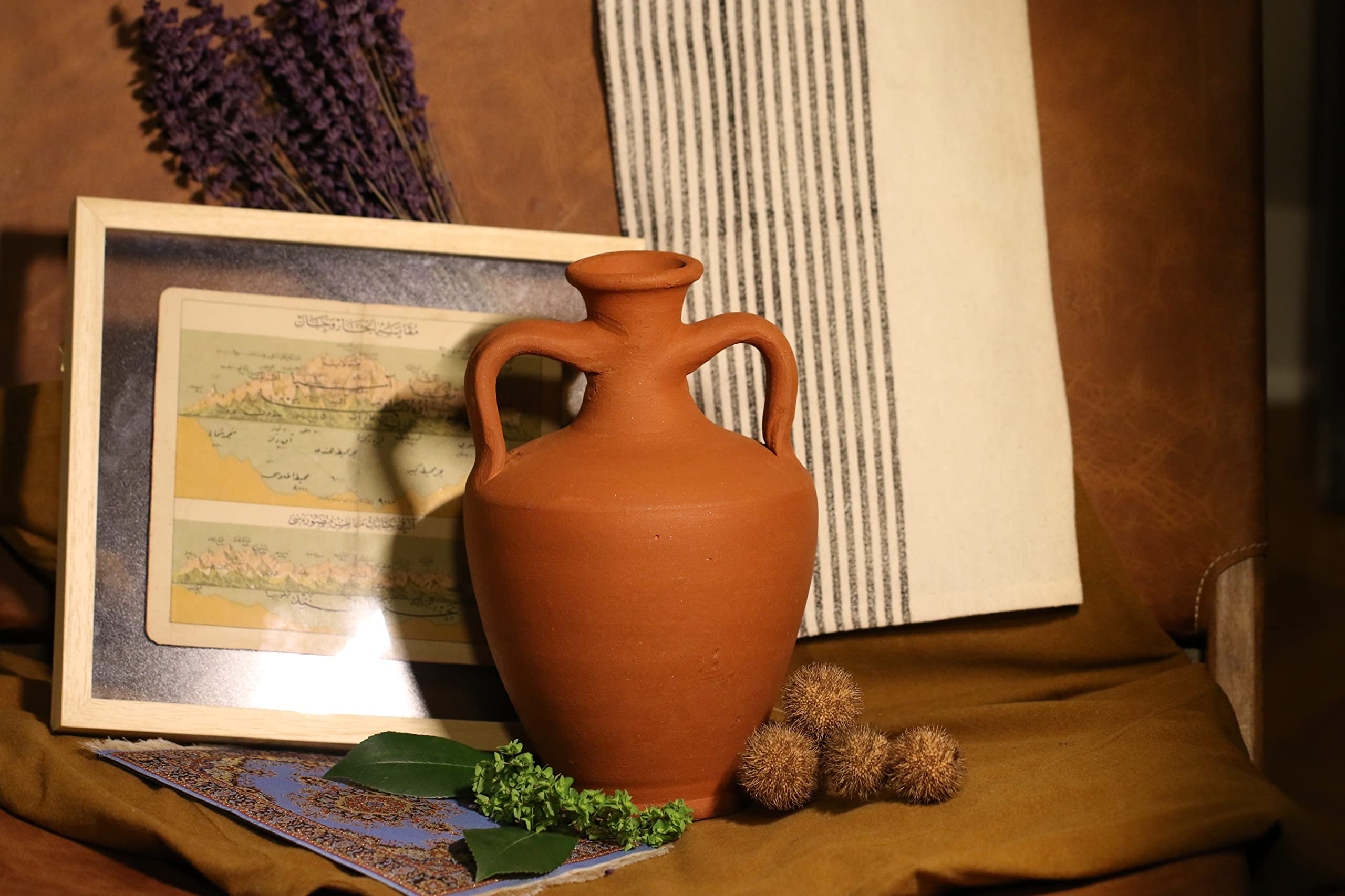 Cruche d’eau amphore à double poignée en terre cuite, pichet en argile, carafe à vin, vase de décoration intérieure, pot de poterie, cadeau de cuisine traditionnelle, adapté au bricolage!