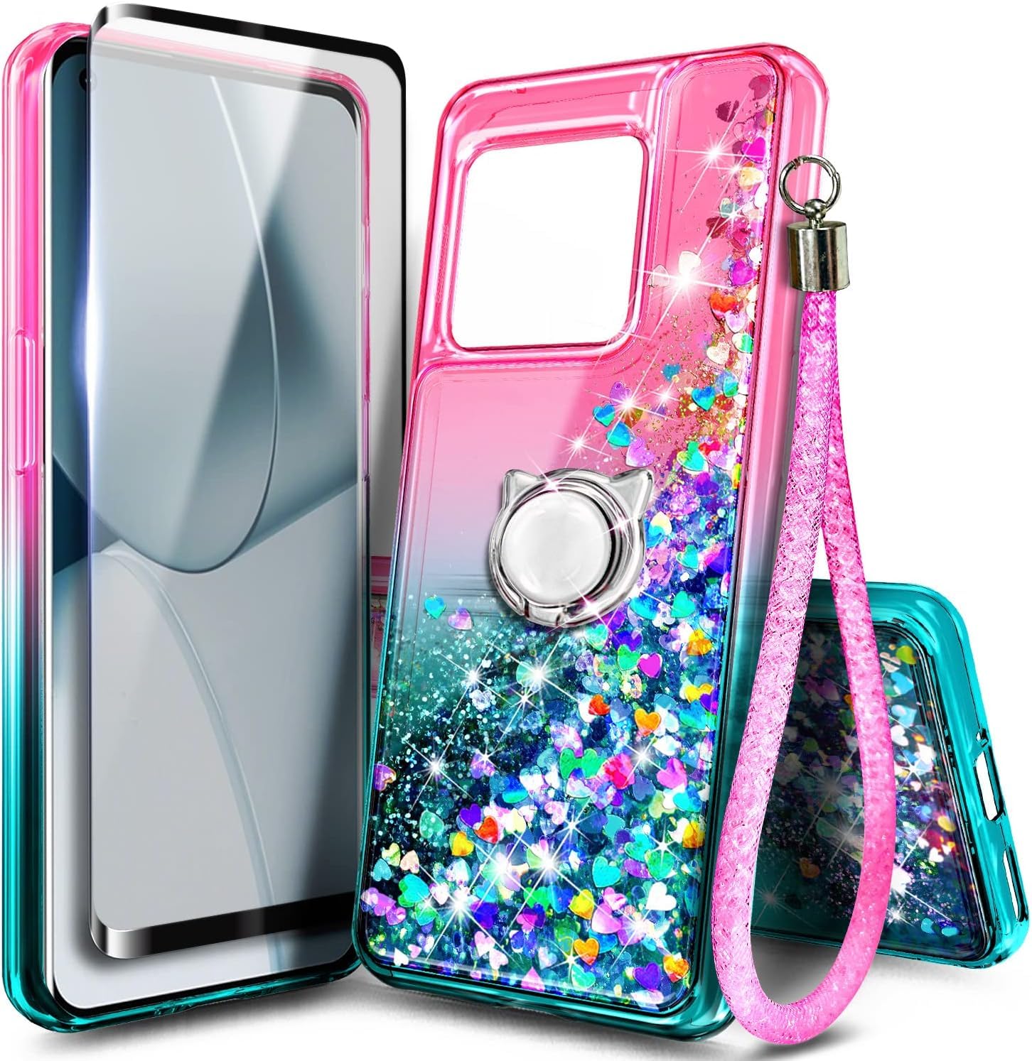 Coque OnePlus 10 Pro cascade paillettes idée cadeau avec cordon