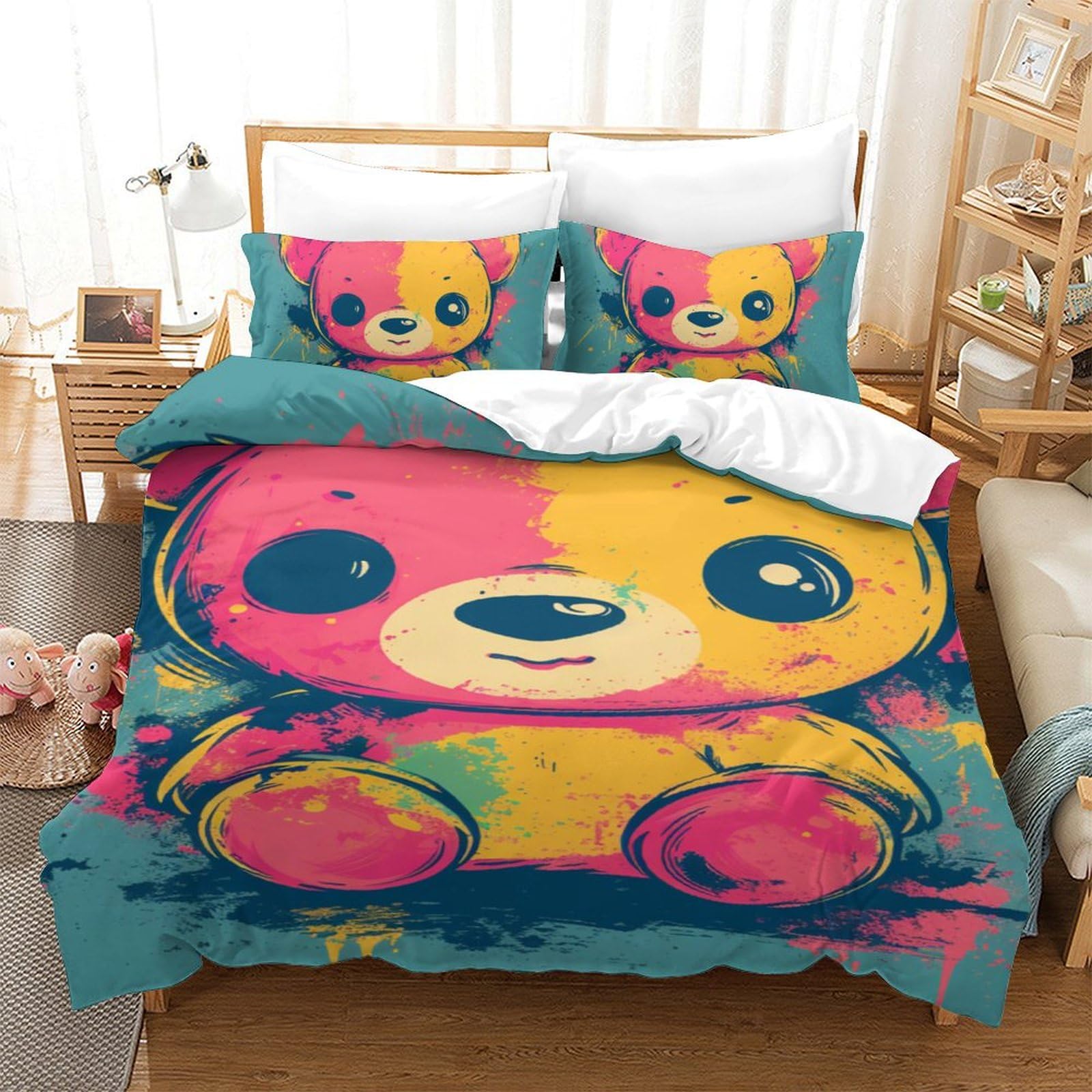 Housse de couette douce 140x200cm avec fermeture éclair imprimé 3D La colère