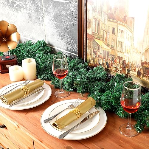 Miniatura 2 de Retrowavy 3 guirnaldas de Navidad de 9 pies a granel, guirnalda artificial de Navidad con 280 ramas, guirnalda de pino verde gruesa para escaleras,