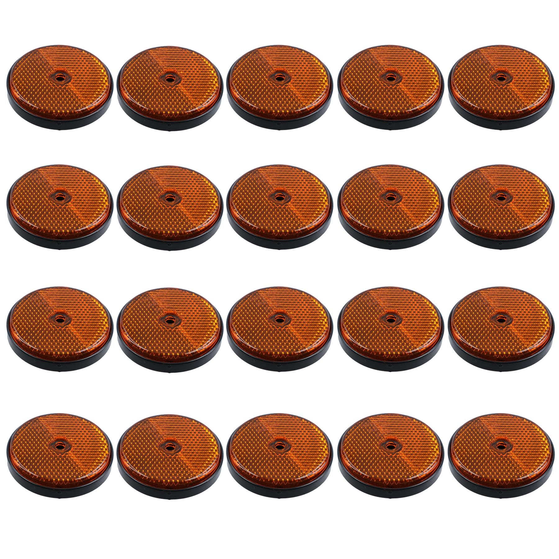 20 x Orange Amber Round Circular Reflectors for Driveway Gate Fence Post Trailers