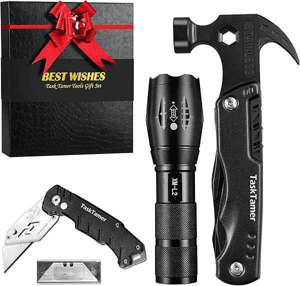 Multitools For Men Women, Multi tool Gift Set with 3 tiems Multi-tool Hammer, Utility Knife, LED Flashlight, EDC Toolbox for Car, Super Tools Gifts Set For Father Husband for Christmas Birthday