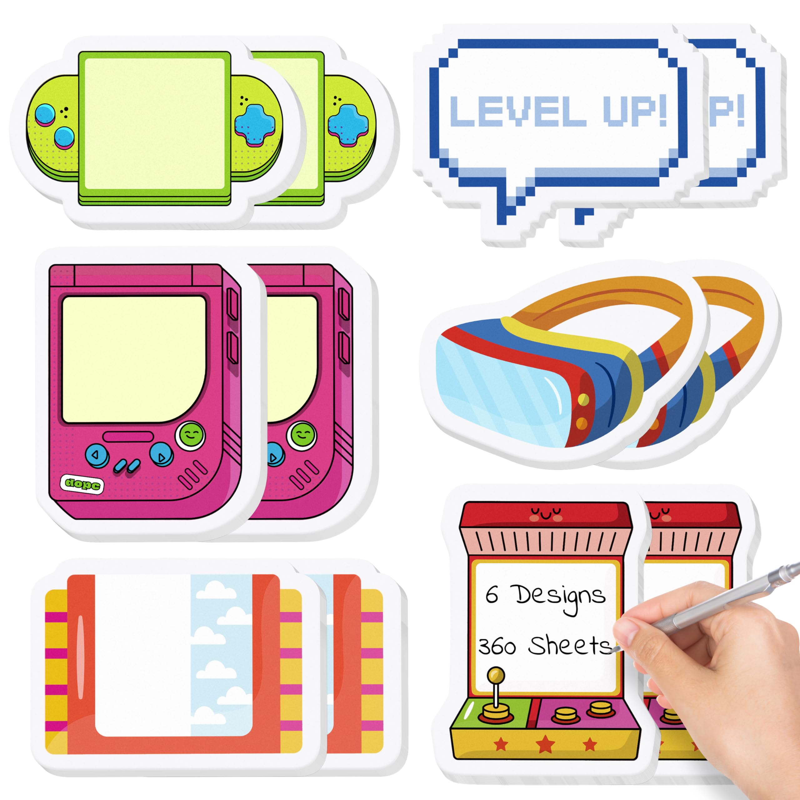 Photo 1 of 12Pcs Video Game Sticky Notes Gaming Level Up Console Controller Self-Stick Adhesive Notepads Memo Pads Gift for Gamer Fans Kids Students School Office Stationery Supplies Desk Accessories, 360 Sheets