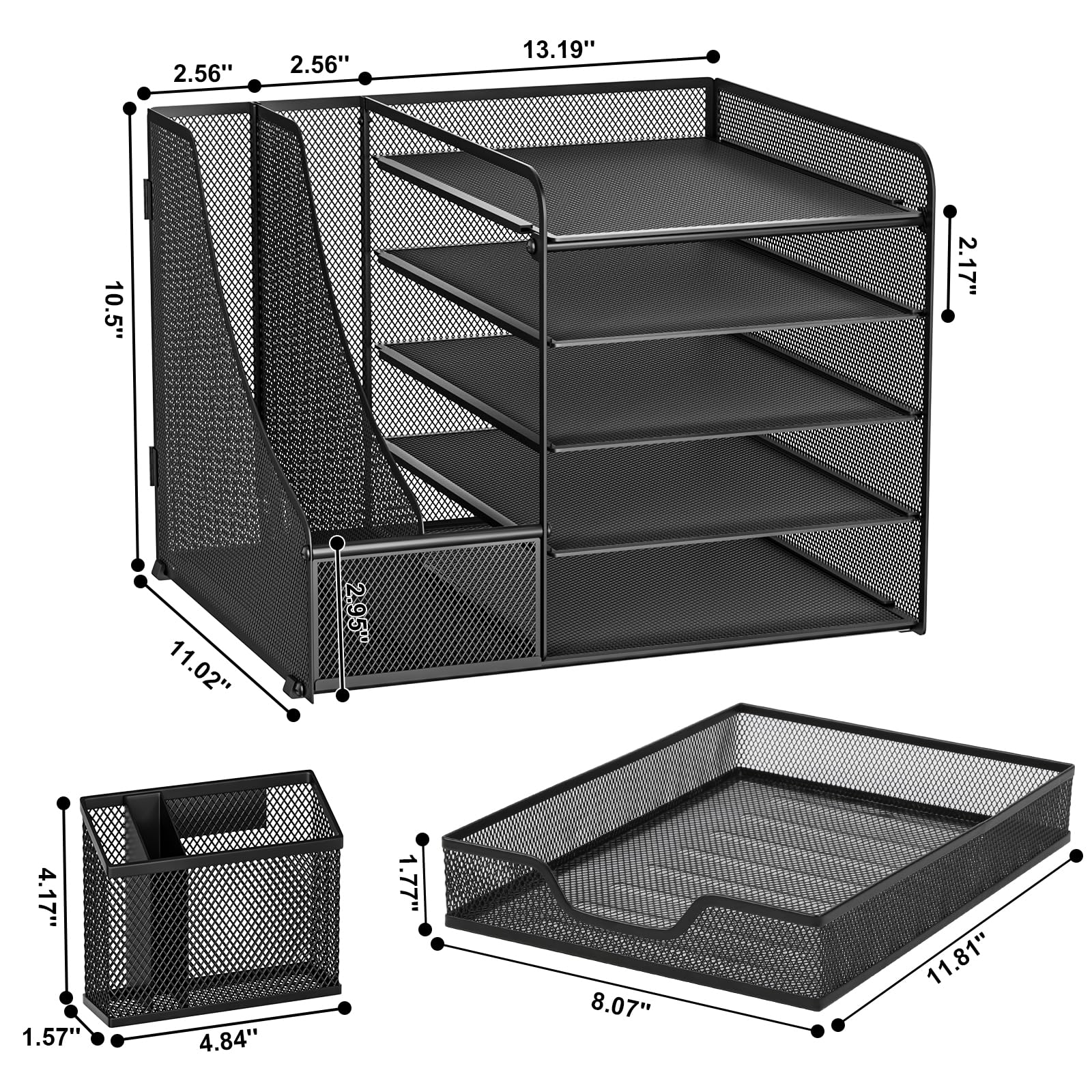 Organizer Scrivania, Portadocumenti da Scrivania, 5 Vaschette Portadocumenti Ufficio con Cassetto e Portapenne, Multifunzionale Organizer Cancelleria per Ufficio Cancelleria Casa