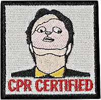 Vista 1 de Parche certificado CPR, 1 parche bordado de moral con cierre de gancho, divertidos parches de memes para mochilas, chalecos, chaquetas, jeans