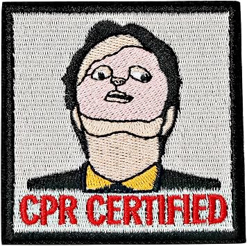 CPR Certified Patch, 1 Pc Embroidered Morale Patch with Hook Fastener Backing, Funny Meme Patches for Backpacks, Vests, Jackets, Jeans, Hats
