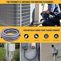 Vista 7 de Conducto hermético a los líquidos - Kit de conducto eléctrico hermético a líquidos flexible no metálico de 1 pulgada y 50 pies, con 6 accesorios