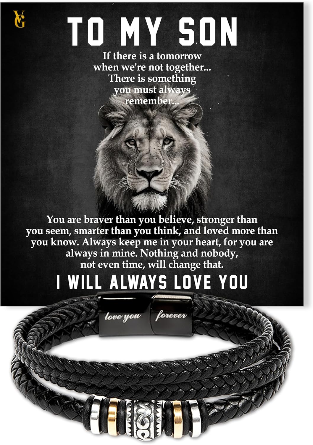 VIRAGIL To My Son Forever Love Bracelet Gift, Inspirational Present for Son from Mom and Dad, Birthday Christmas Graduation Gifts for Teens, Special Forever Bond Bracelet with Card Box