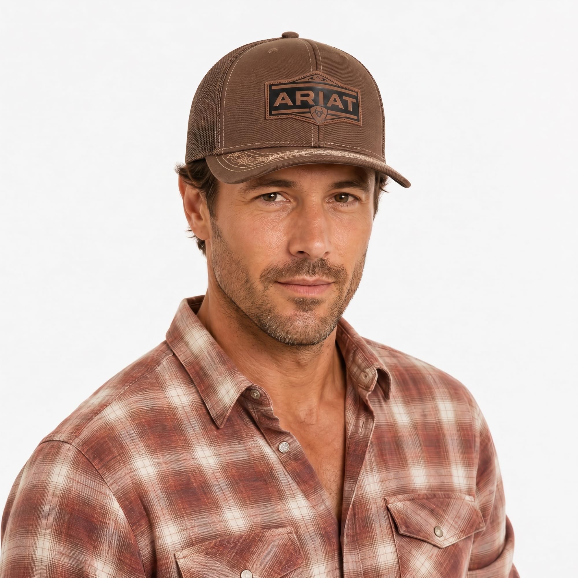 Ariat Black Red Gray Mesh Hat Cappellino da Baseball Uomo
