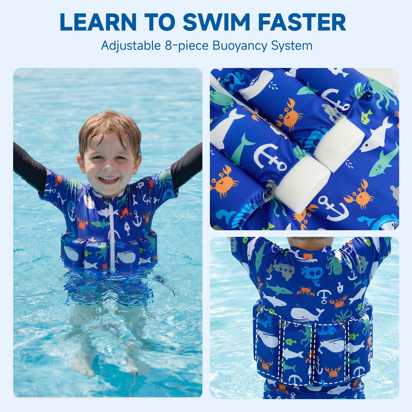 Maillot de bain pour bébé fille garçon avec flottaison pour enfant - Aide à la natation - Maillot de bain une pièce