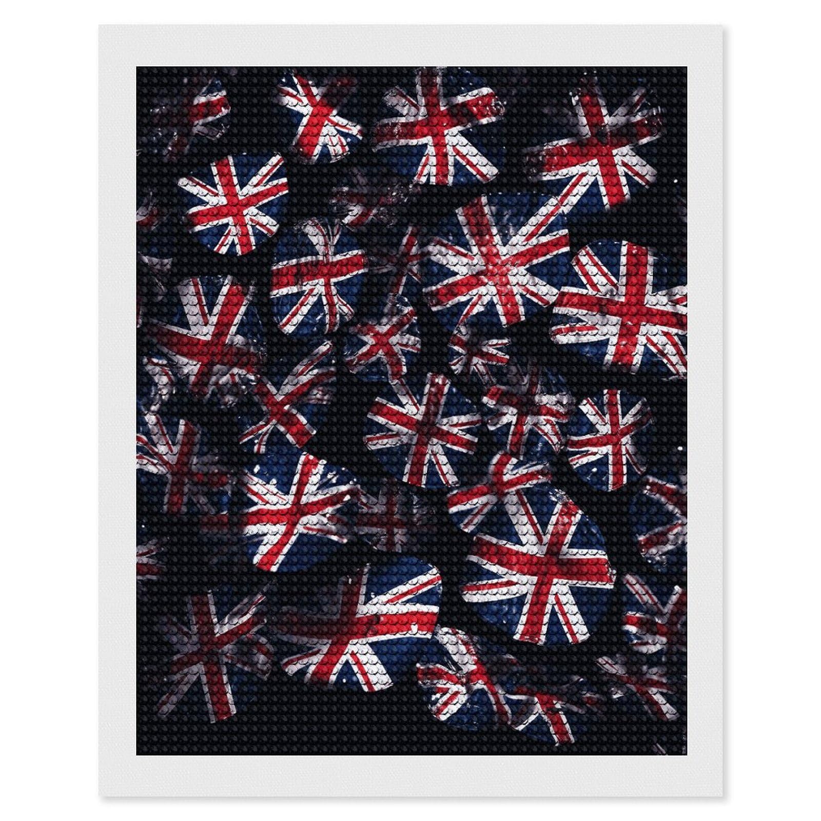 British Flag Diamond Art Kits for Adult Round Full Drill Diamond Dots Paintings for Beginner Picture Art DIY Diamond Painting Kits 5D Diamond Art Painting for Home Wall Decor 16"x20"