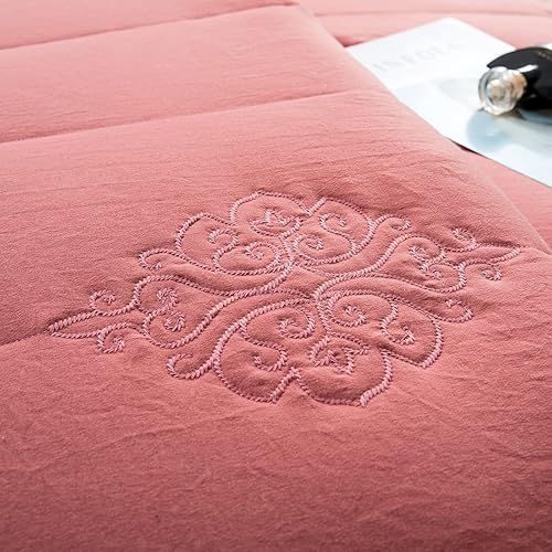 Miniatura 4 de Sophia & William Juego de edredón de 3 piezas con 1 edredón y 2 fundas de almohada, tamaño individual, con patrones de diamantes de doble cara,