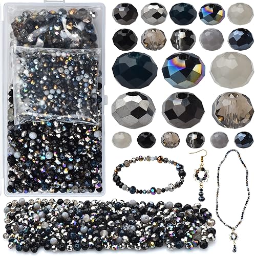 Miniatura 8 de KINGSHINE Cuentas de cristal Rondelle para hacer joyas, 1000 cuentas de vidrio Briolette chapadas de color redondas espaciadoras para pulseras,