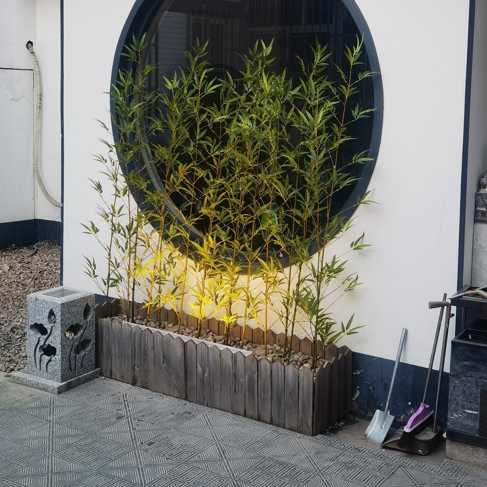 artificial bamboo plant Artificial Decoration Home Model Bamboo, High Fake Tree Resistant Uv Green Fence Screen, Freestanding Scenery Ornaments Model Landscaping (Color : 1m/39.4in H, Size : 70cm Ba