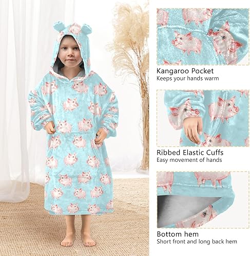 Miniatura 9 de Wearable Blankets for Kids, Soft Warm Cozy Oversized Blanket Hoodie, Gifts 3-14 Y Boys Girls Teens with Pocket