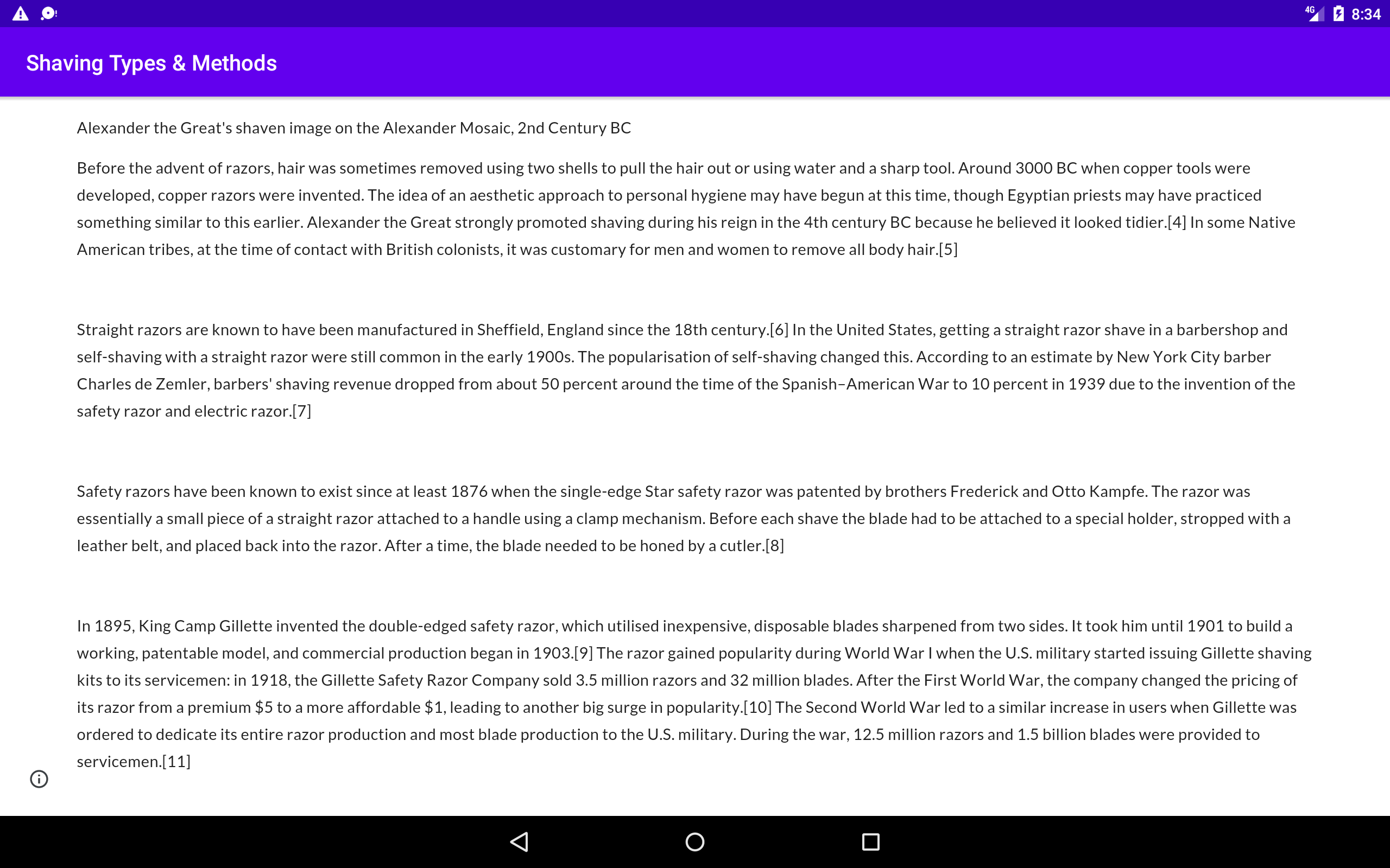 Shaving Types & Methods App on Amazon Appstore