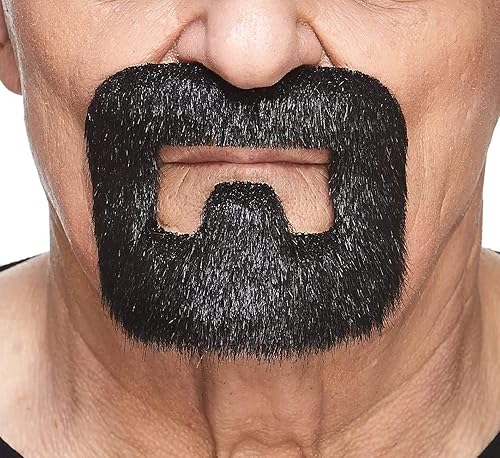 Miniatura 5 de Mustaches Barba falsa autoadhesiva novedad pelo facial falso accesorio de disfraz para adultos color negro brillante