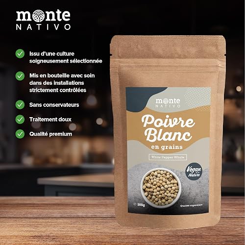 Poivre blanc en Grains Monte Nativo (500g) - Poivre blanc entière - 5