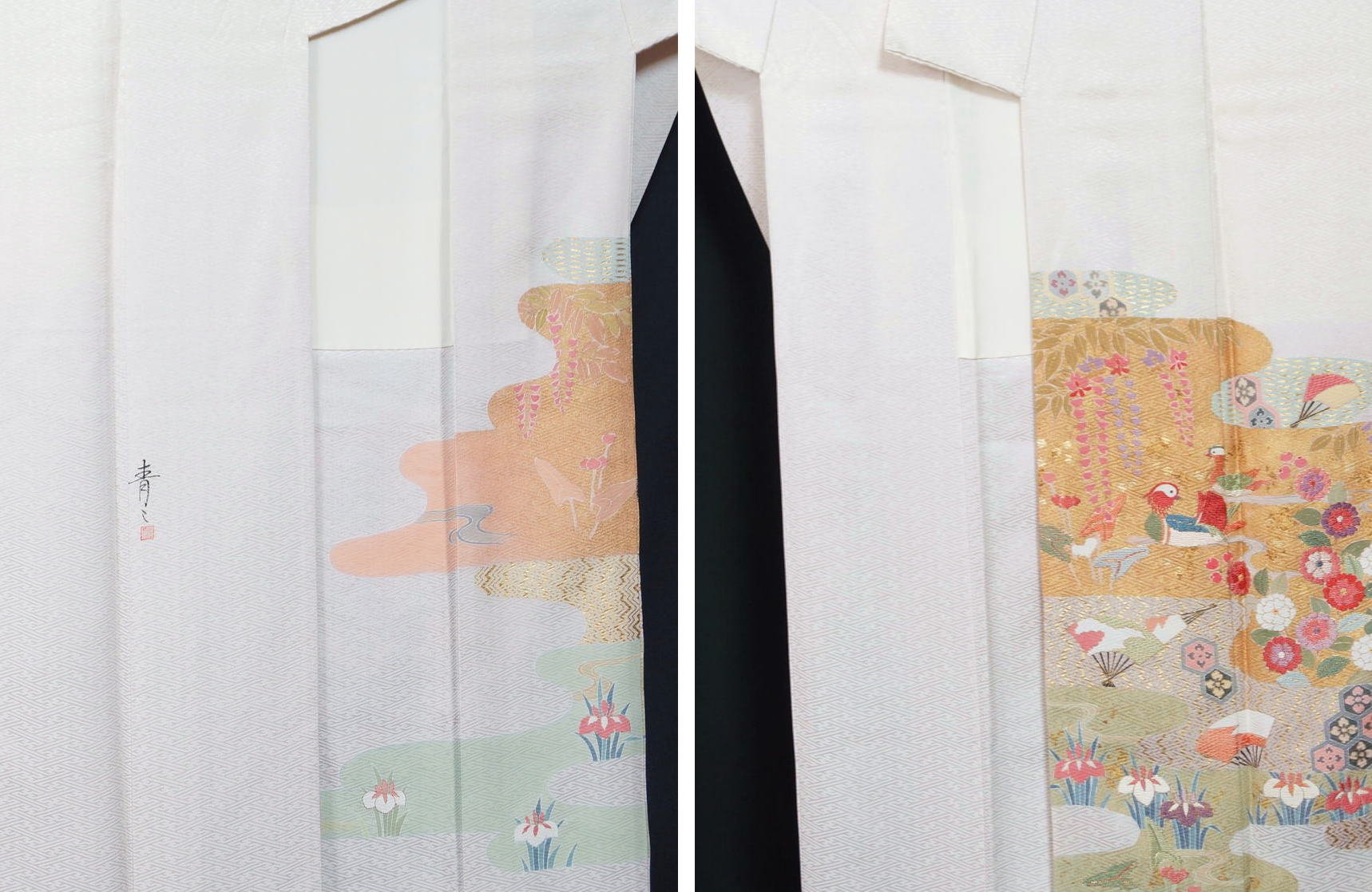 Amazon.co.jp: 京友禅 訪問着セット 松井青々 刺繍の訪問着と未使用品