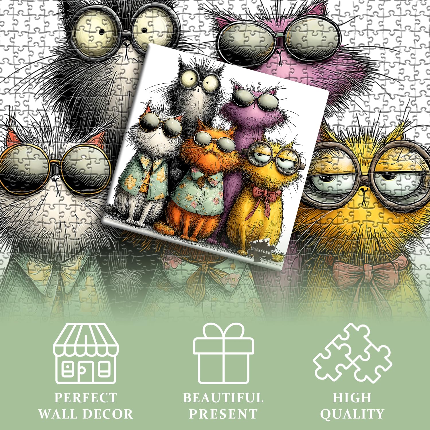 Amazon.com: PICKFORU Cat Puzzle for Adults 1000 Pieces,Funny Cat