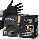 FifthPulse 6 Mil Black Nitrile Gloves, Heavy Duty Mechanic and Food Grade Glove - Powder-Free, Latex-Free Medical Exam Gloves