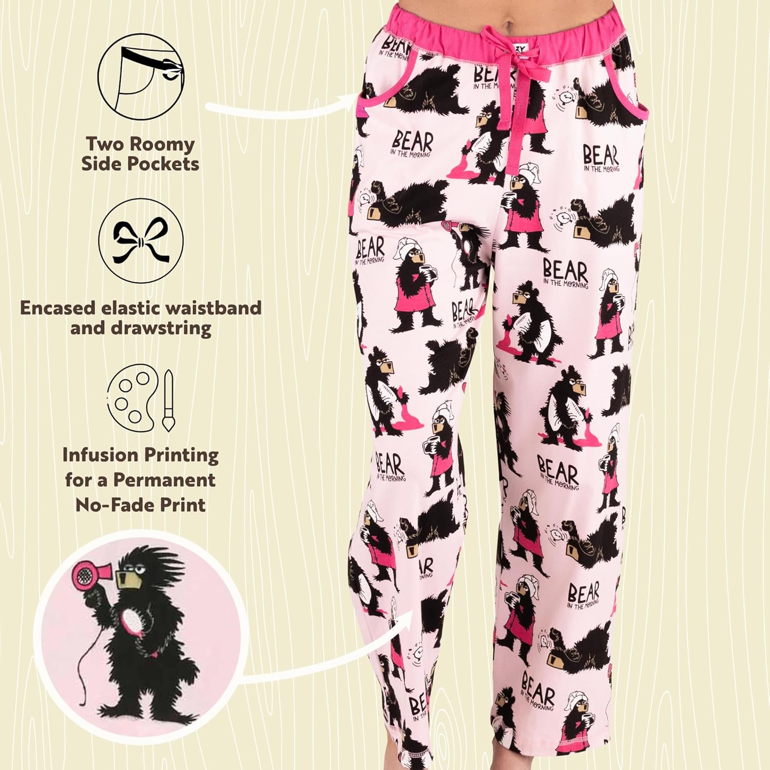 Lazy One Pajamas for Women, Cute Garden and Bear Pajama Pants and Top Separates - Image 6