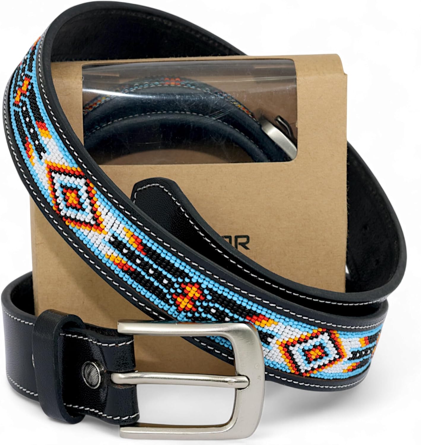 Handmade Beaded Gift Leather Belt For Men & Women, Cowboy Western Leather Belt.