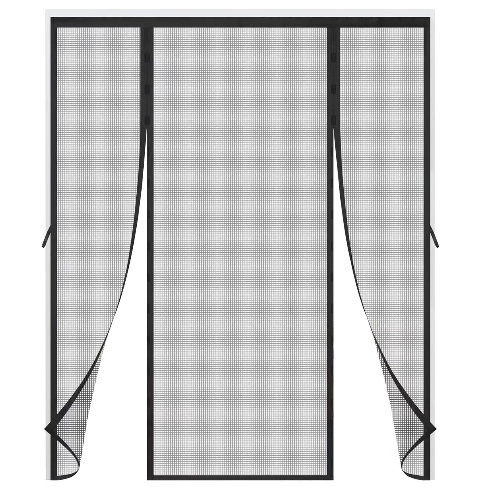 Pollenschutzgitter für Fenster 125x210cm Schwarz wiederverwendbares Insektenschutzgitter für Allergiker mit Seitlichen Aufbewahrungsstreifen für Küche Wohnzimmer