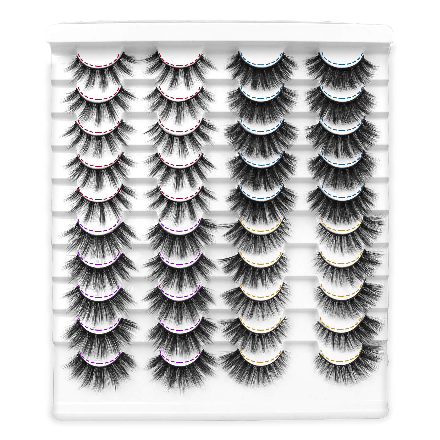 Leipple False Eyelashes 20 Pairs - Professional Reusable 3D Mink Lashes - Natural Thick Fluffy Fake Eyelashes Faux Mink Eyelashes