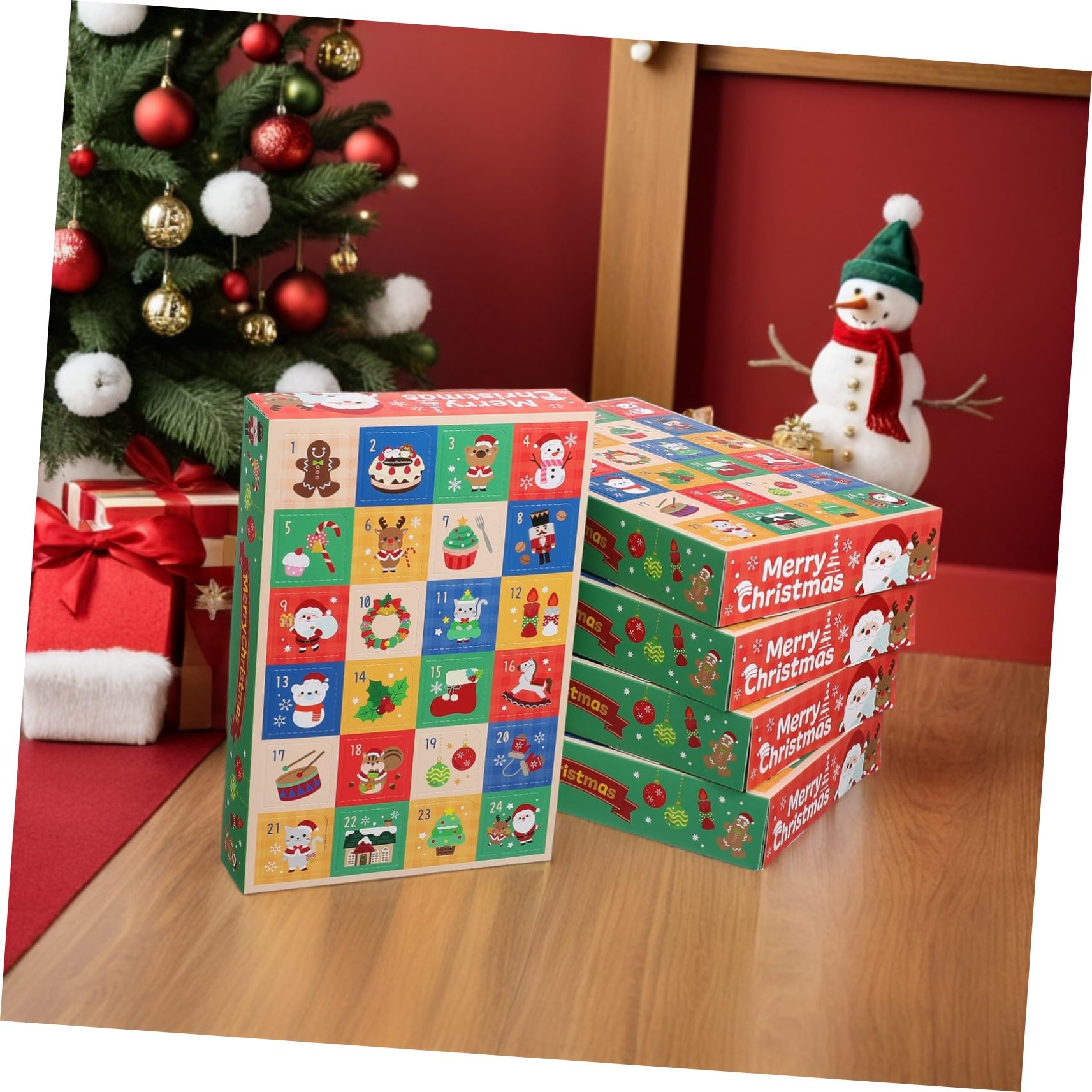 GARIOUANS Adventskalender Boxen 15 Stück mit 24 Fächern Selbstgemacht Weihnachtsleckereien Boxen aus Papier Kleine Weihnachtsboxen zum Befüllen für Kinder und Erwachsene Tägliche