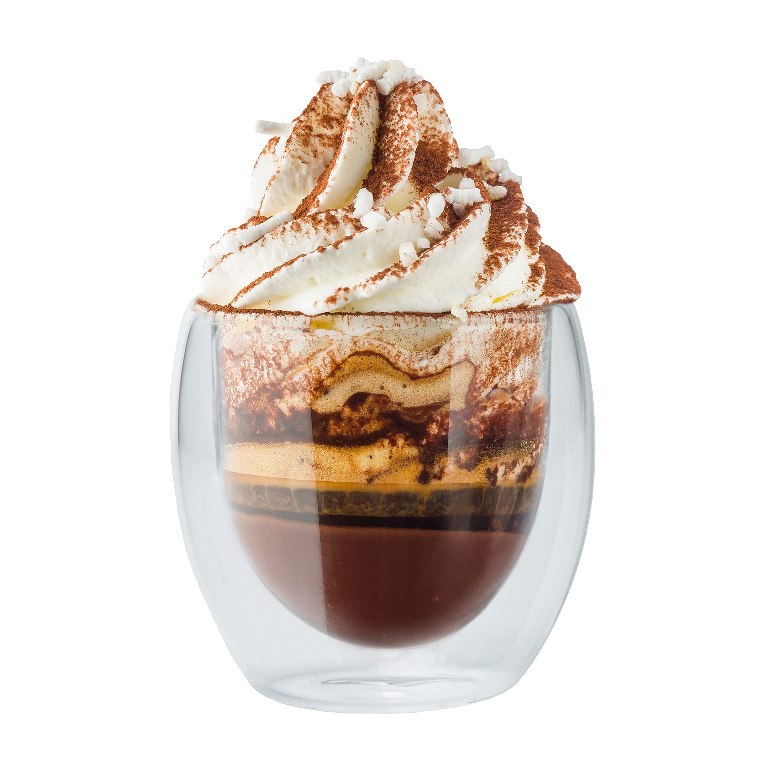 wisefood Bicchieri da espresso 80 ml, 63 x 4 set (252 bicchieri), bicchieri termici a doppia parete con effetto isolante, in vetro borosilicato