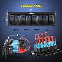 Vista 2 de Nilight Panel de Interruptor Basculante de 8 Bandas de Aluminio, Interruptor Basculante de Palanca de 5 Pines, Interruptor de Encendido/Apagado, Azul