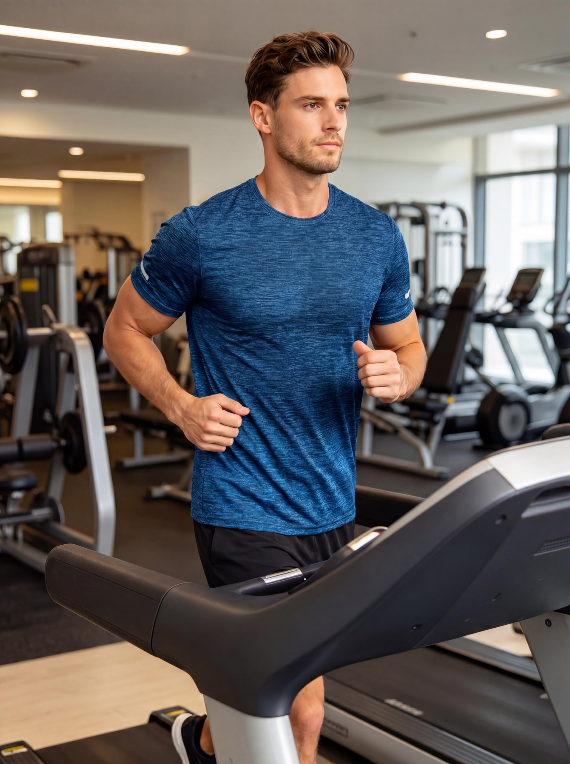 TACVASEN Camiseta de correr para hombre, de secado rápido, de manga corta, cuello redondo, para verano, para deportes y gimnasio