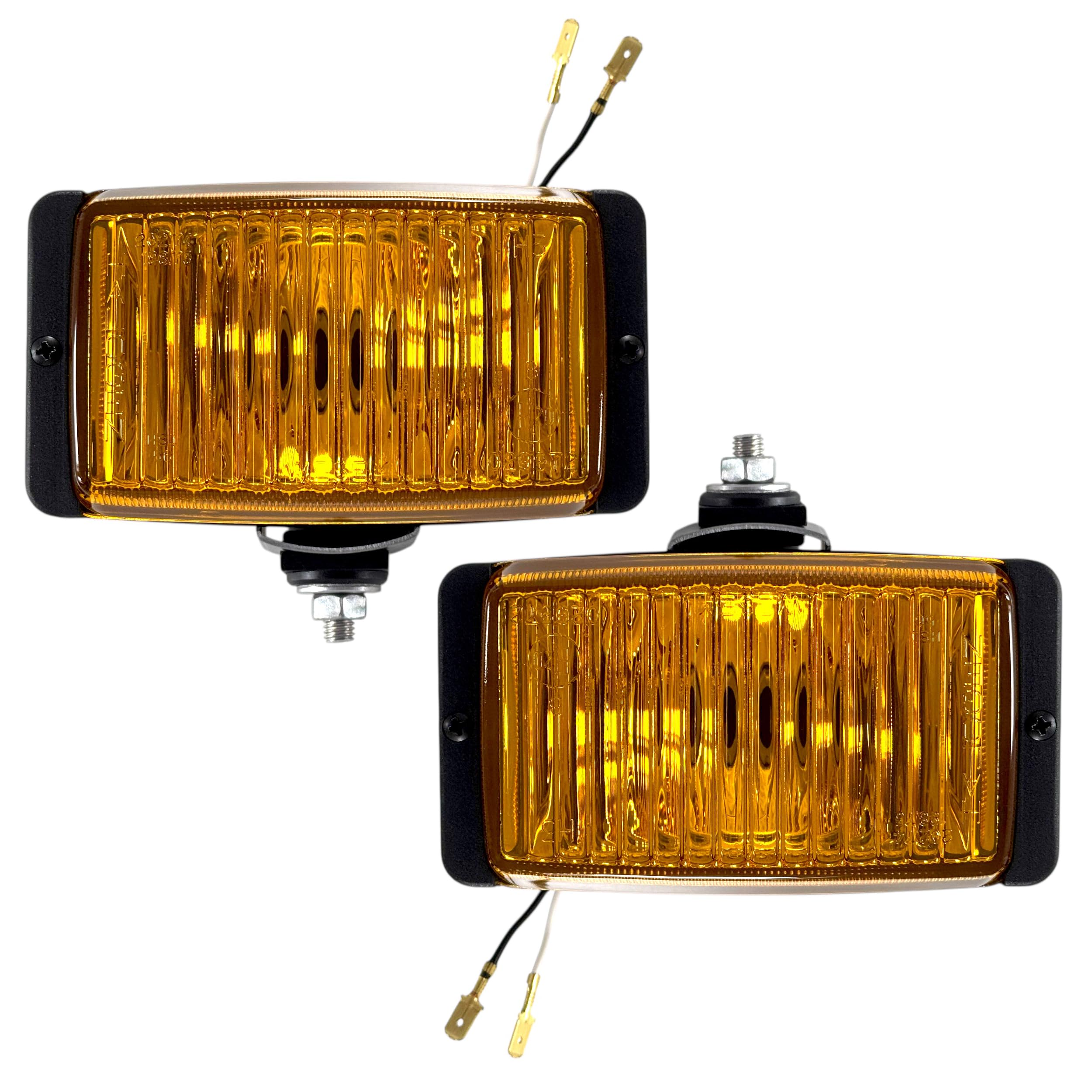 Set 2 Fari Fendinebbia H3 Gialli - 12V/24V Luci Supplementari Universali per Auto Camion Trattore Fuoristrada - Vetro Giallo Omologati E20 IP66 (Senza Lampadina)