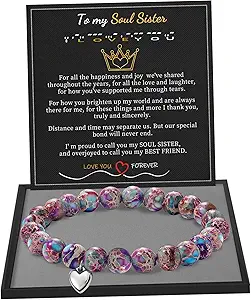 Stocking Stuffers for Teens, Christmas Gifts for Mom from Daughter Beaded Bracelets for Women Teen Girl Gifts Adjustable Charm Link Bead Birthday Graduation Gift for Her Girlfriend Sister