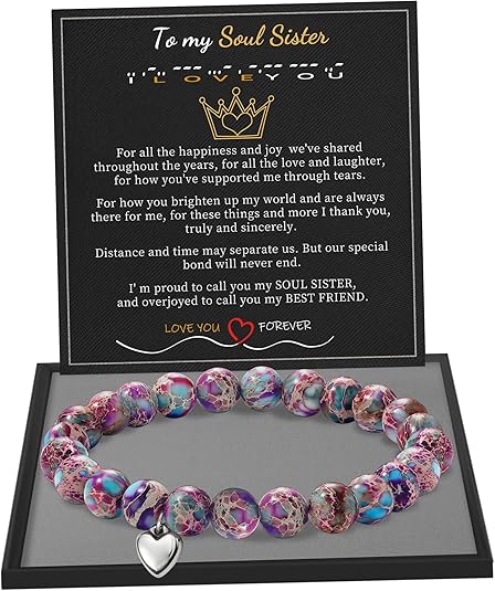 Stocking Stuffers for Teens, Christmas Gifts for Mom from Daughter Beaded Bracelets for Women Teen Girl Gifts Adjustable Charm Link Bead Birthday Graduation Gift for Her Girlfriend Sister