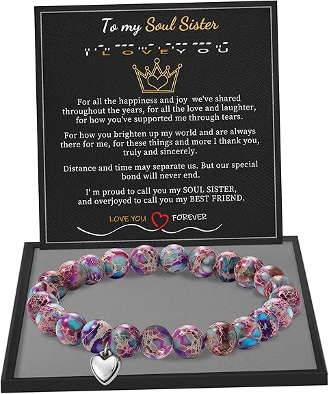 Stocking Stuffers for Teens, Christmas Gifts for Mom from Daughter Beaded Bracelets for Women Teen Girl Gifts Adjustable Charm Link Bead Birthday Graduation Gift for Her Girlfriend Sister
