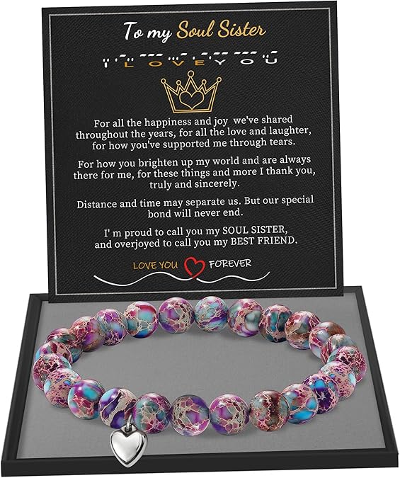Stocking Stuffers for Teens, Christmas Gifts for Mom from Daughter Beaded Bracelets for Women Teen Girl Gifts Adjustable Charm Link Bead Birthday Graduation Gift for Her Girlfriend Sister