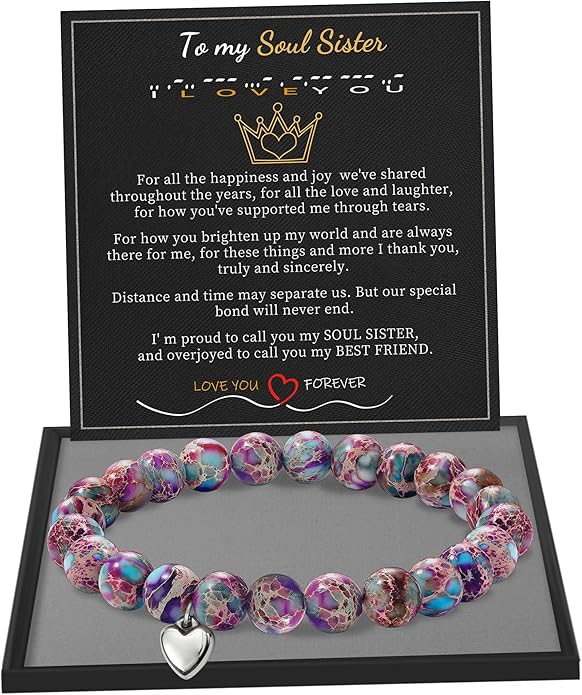 Stocking Stuffers for Teens, Christmas Gifts for Mom from Daughter Beaded Bracelets for Women Teen Girl Gifts Adjustable Charm Link Bead Birthday Graduation Gift for Her Girlfriend Sister