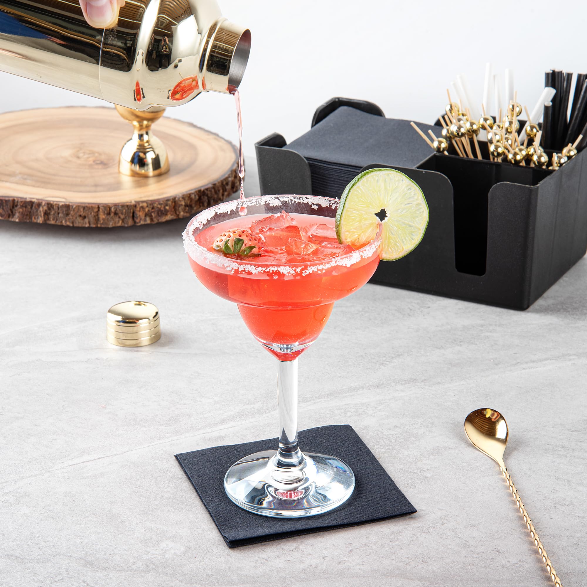 Restaurantware BEV Tek - Bicchieri da Margarita da 325 ml, 6 bicchieri da cocktail resistenti, lavabili in lavastoviglie, infrangibili, in plastica PC trasparente, per tutti i tipi di bevande