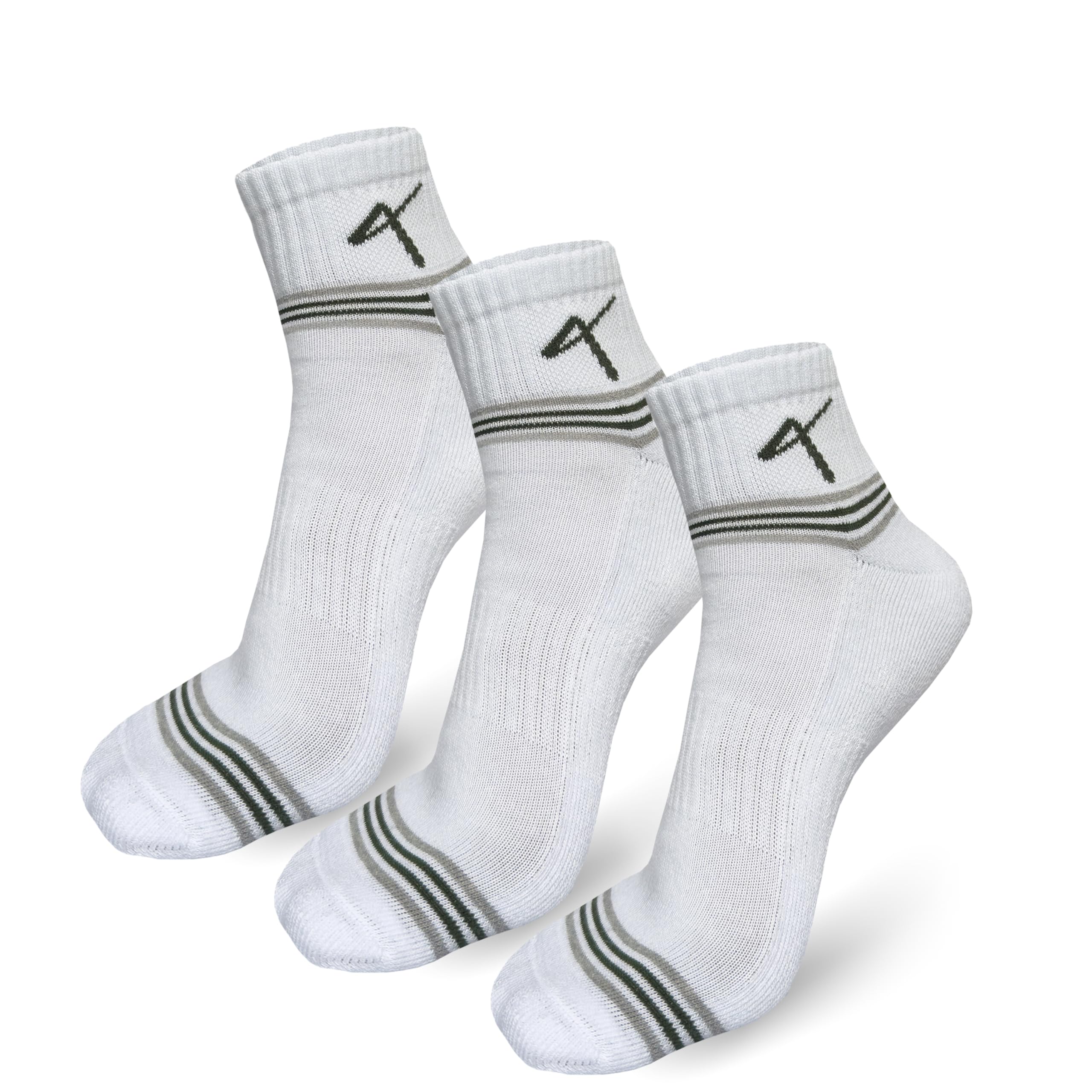 Pack of 3 - White Sports Perfromance Activewear Ankle Socks Compression Cushioned Unisex Fitness Running Sports-image-11