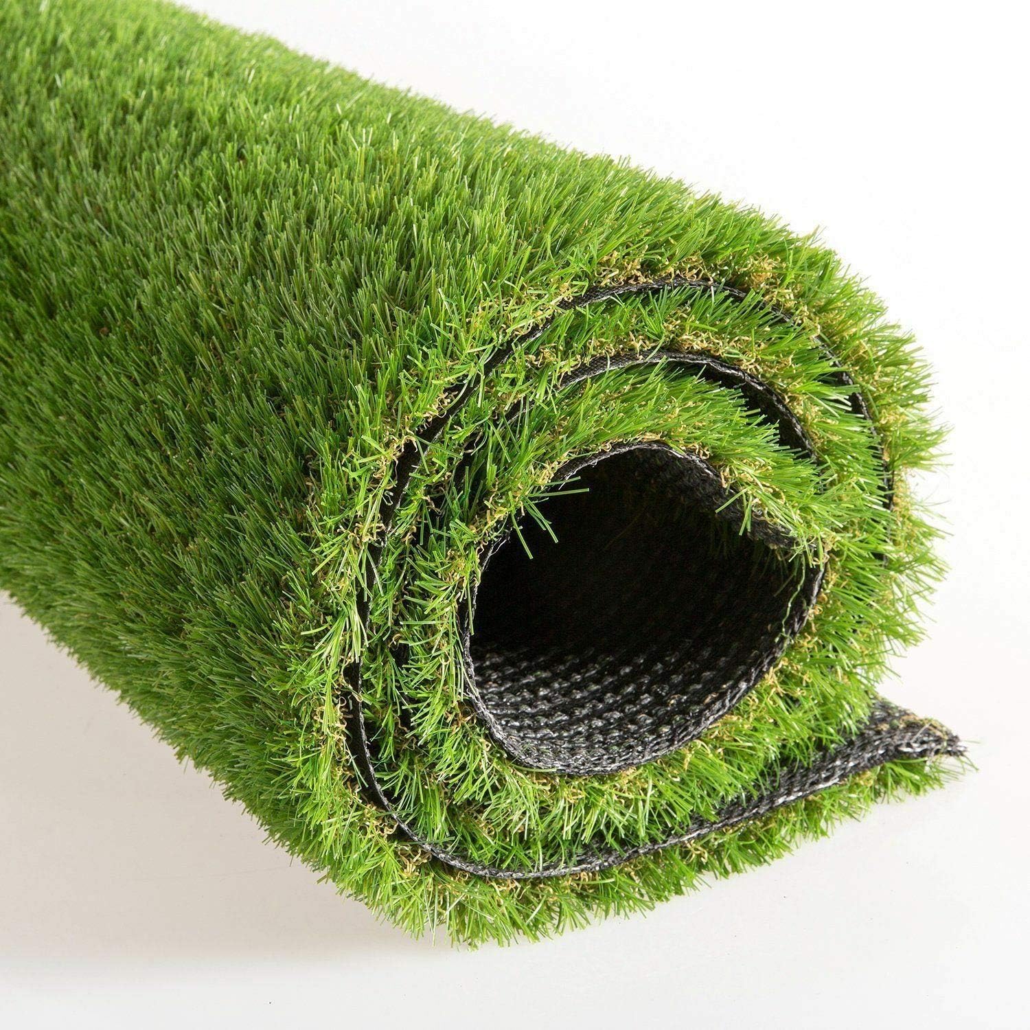 Artificial Grass 7ft x 13ft - Drainage Holes & Rubber Backing Synthetic Thick Lawn Turf Carpet Perfect for Indoor/Outdoor Landscape,(91 Square ft), Green