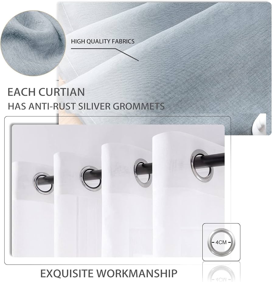EMEMA Voile Tende Trasparenti con Occhielli Sfumato per Soggiorno Verticale Tenda per Finestra per Soggiorno e Camera da Letto 2 Pannelli 140 x 160 CM Rosa
