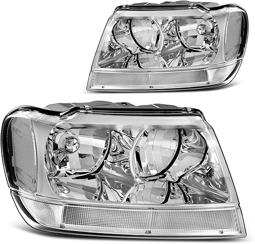 DWVO Conjunto de faros delanteros compatible con Grand Cherokee 1999 2000 2001 2002 2003 2004 de repuesto para faros delanteros de repuesto con