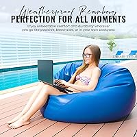 Vista 2 de Bean Products Funda de vinilo para puf de barco marino, estilo retro, resistente a la intemperie, para adultos, funda lavable sin relleno, cómoda