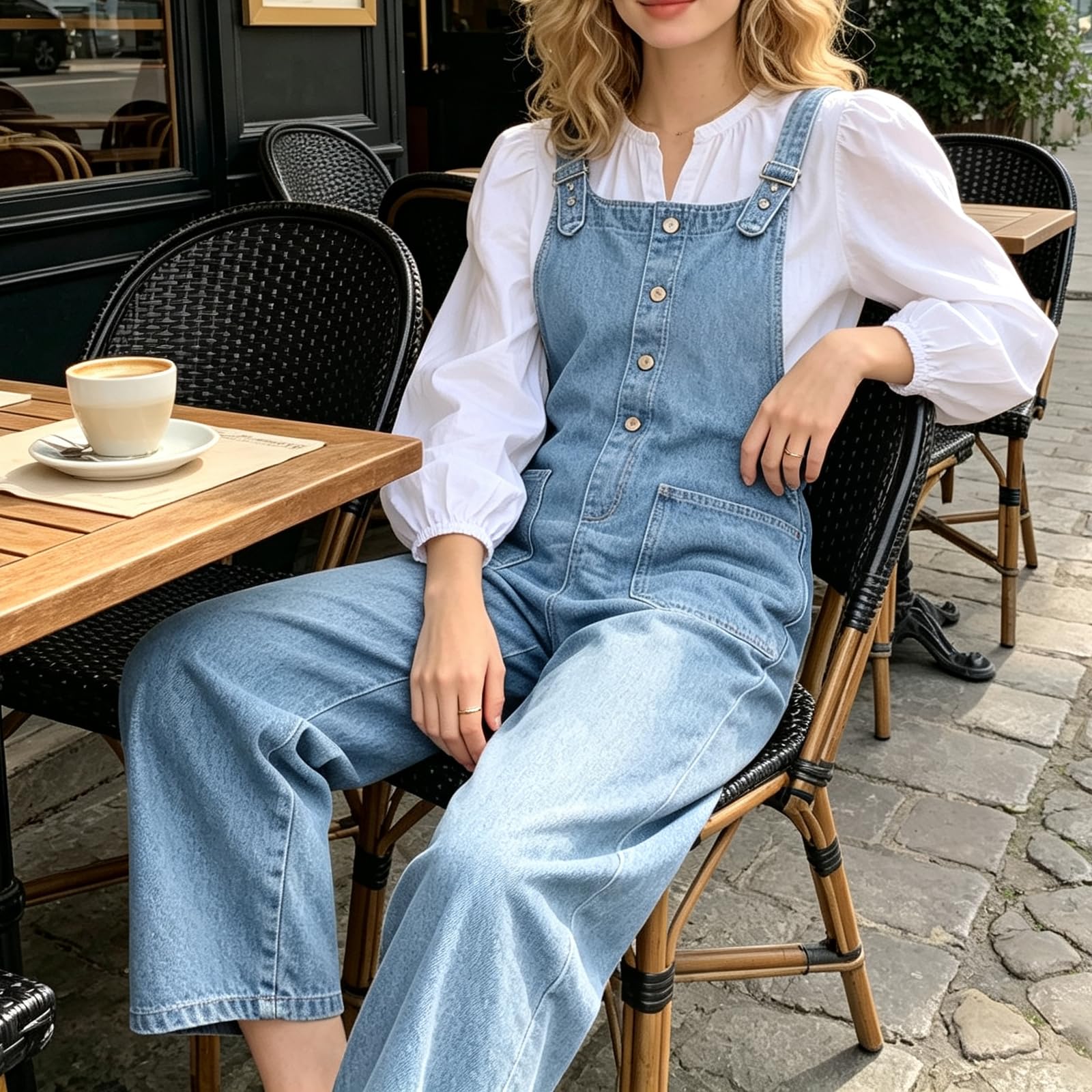 Tuta intera da donna, regolabile, bianco, XXXL | Cinghie regolabili, vestibilità comoda, versatile da indossare tutti i giorni, pratica moda quotidiana