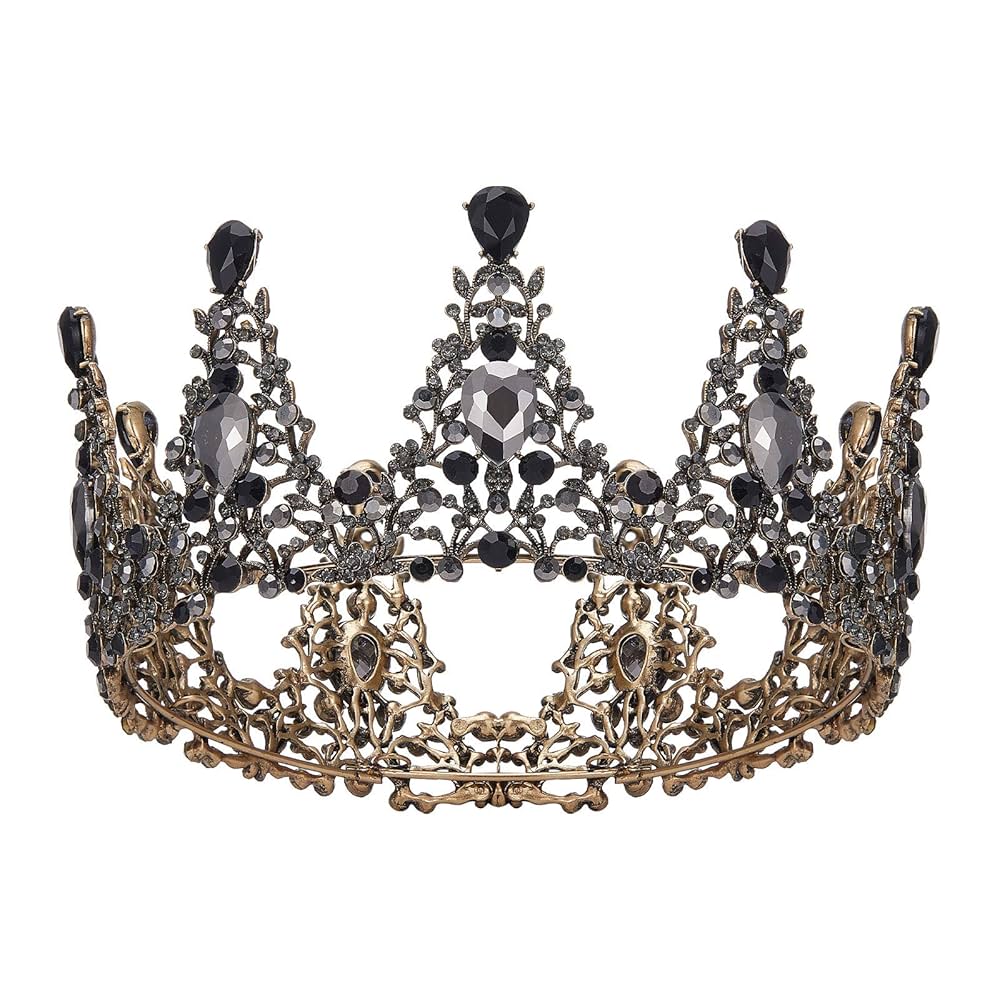 Amazon.com: AW BRIDAL Black Baroque Queen Crown for Women