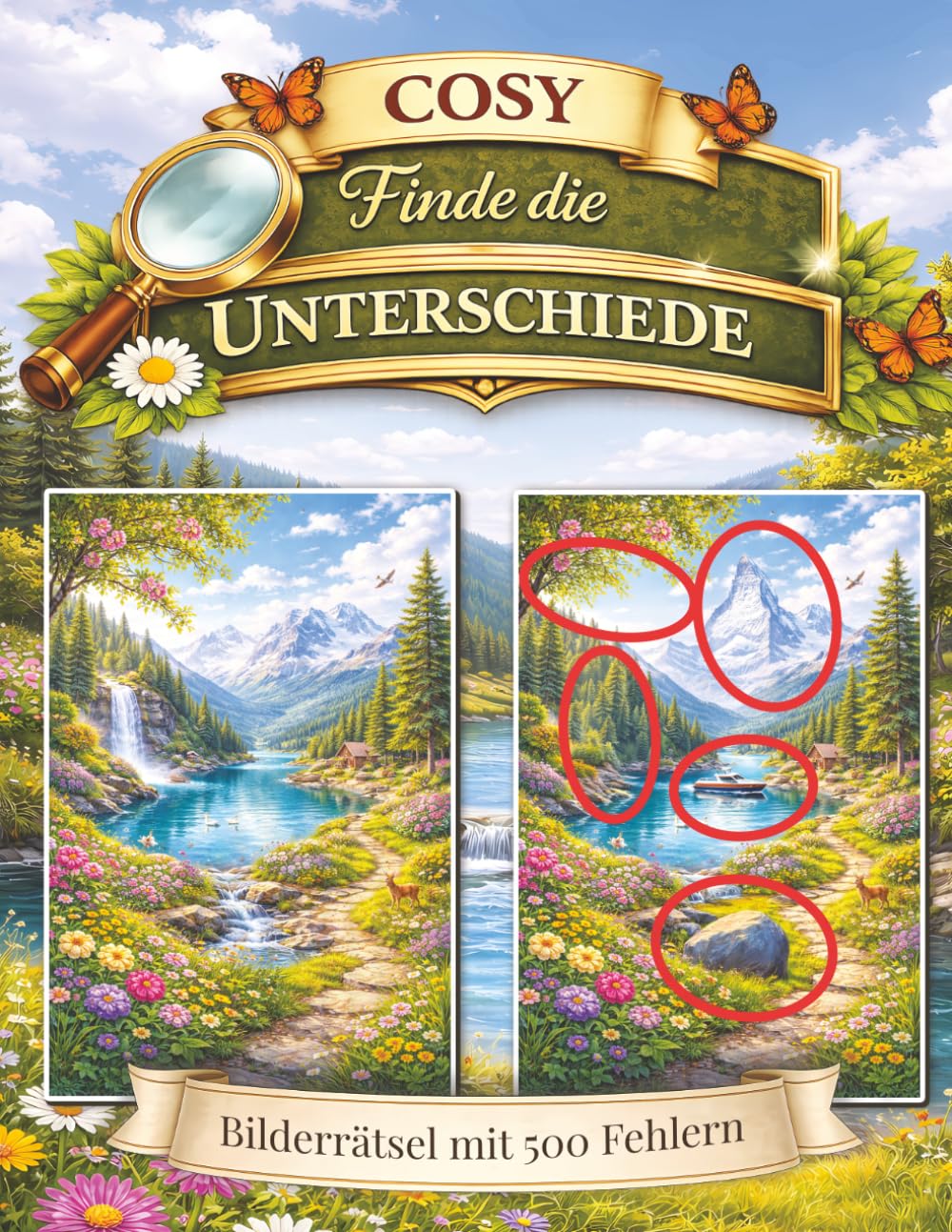 Cosy Finde die Unterschiede: Bilderrätselbuch für Erwachsene & Senioren mit 500 Fehlern - Entspannende Rätsel zum Abschalten und Stressabbau (Die ... Unterschied-Aktivitätsbücher für Erwachsene)