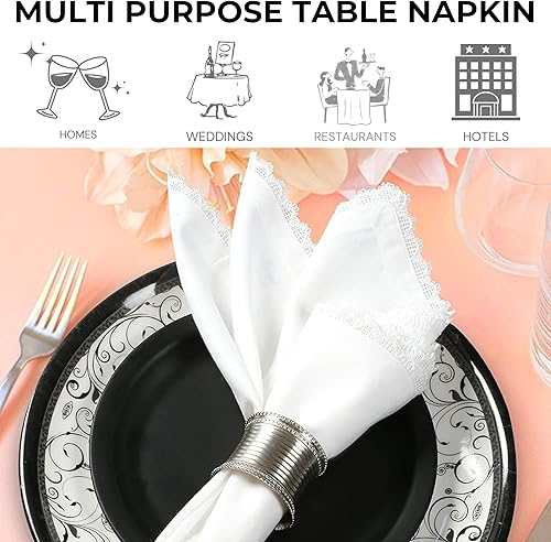 Miniatura 224 de Servilletas de lino y algodón de 18 x 18 pulgadas natural con vainica, servilletas de boda, servilletas de cóctel, servilletas de tela, servilletas